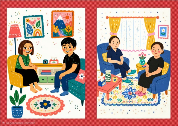 Client and counsellor sitting together