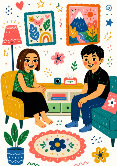 Client and counsellor sitting together